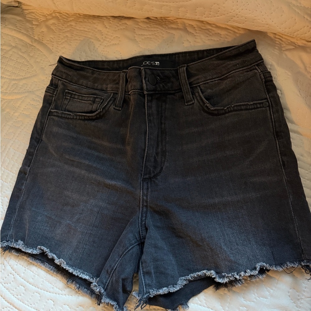 Joe's Jeans Washed Black Frayed Hem Denim Shorts 99% cotton 1% spandex